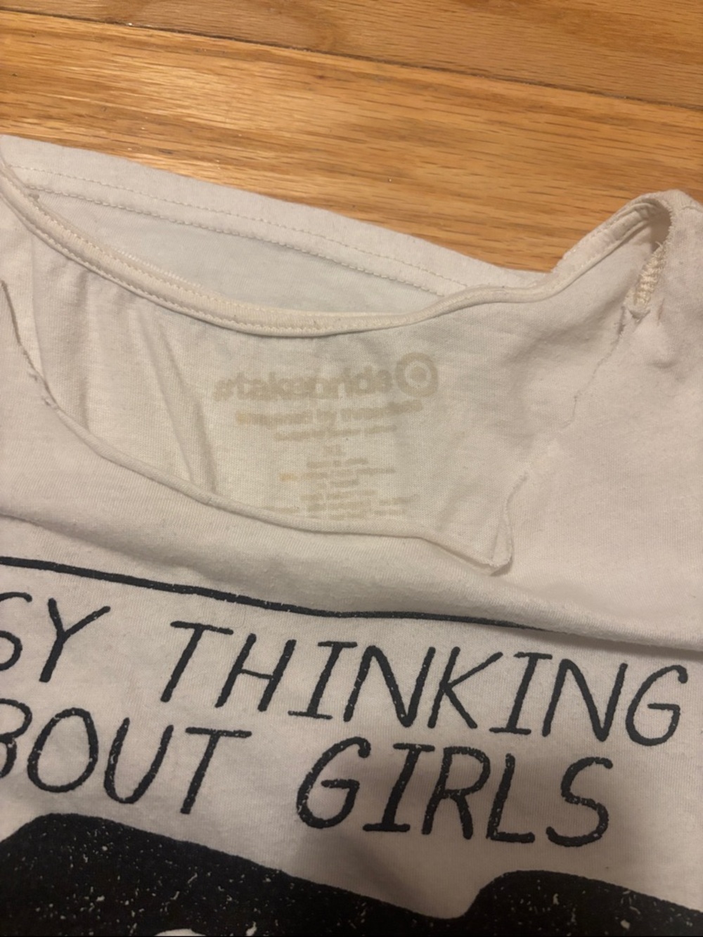 Target White Graphic Short Sleeve Tee "Busy Thinking About Girls" - Picture 2 of 2